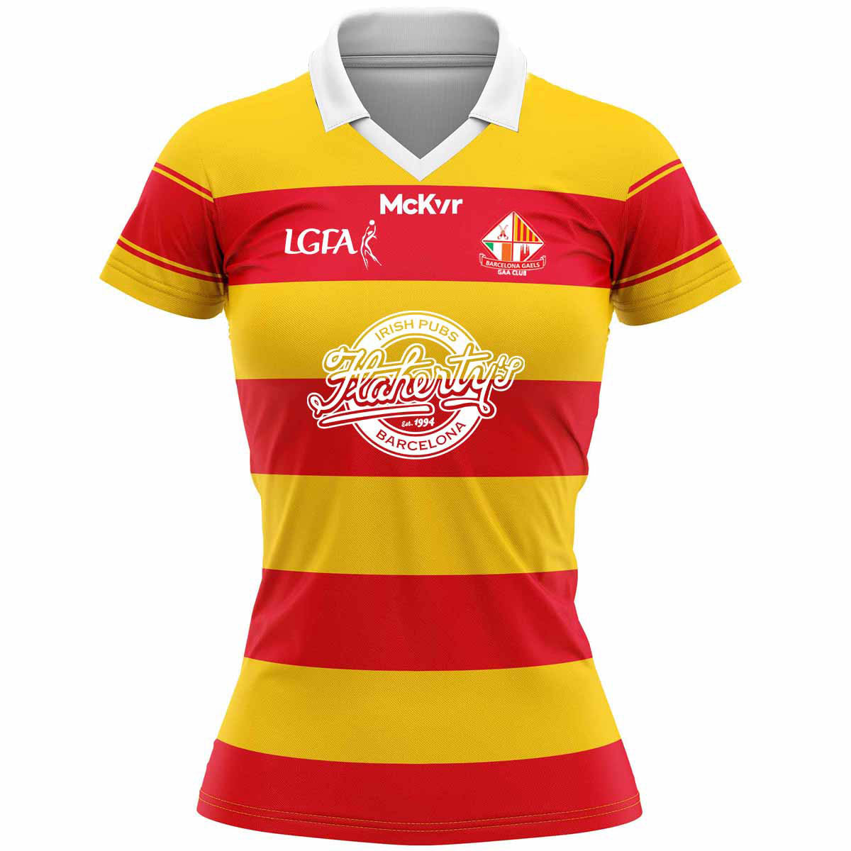 Mc Keever Barcelona Gaels LGFA Home Jersey - Womens - Saffron/Red