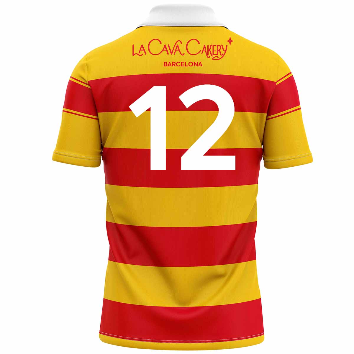 Mc Keever Barcelona Gaels Numbered Home Jersey - Adult - Saffron/Red Player Fit