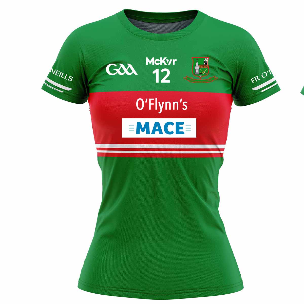 Mc Keever Fr O'Neills GAA Numbered Home Jersey - Womens - Green/Red