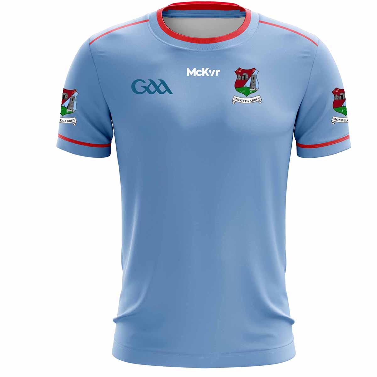 Mc Keever Monivea Abbey GAA Away Jersey - Adult - Sky/Red