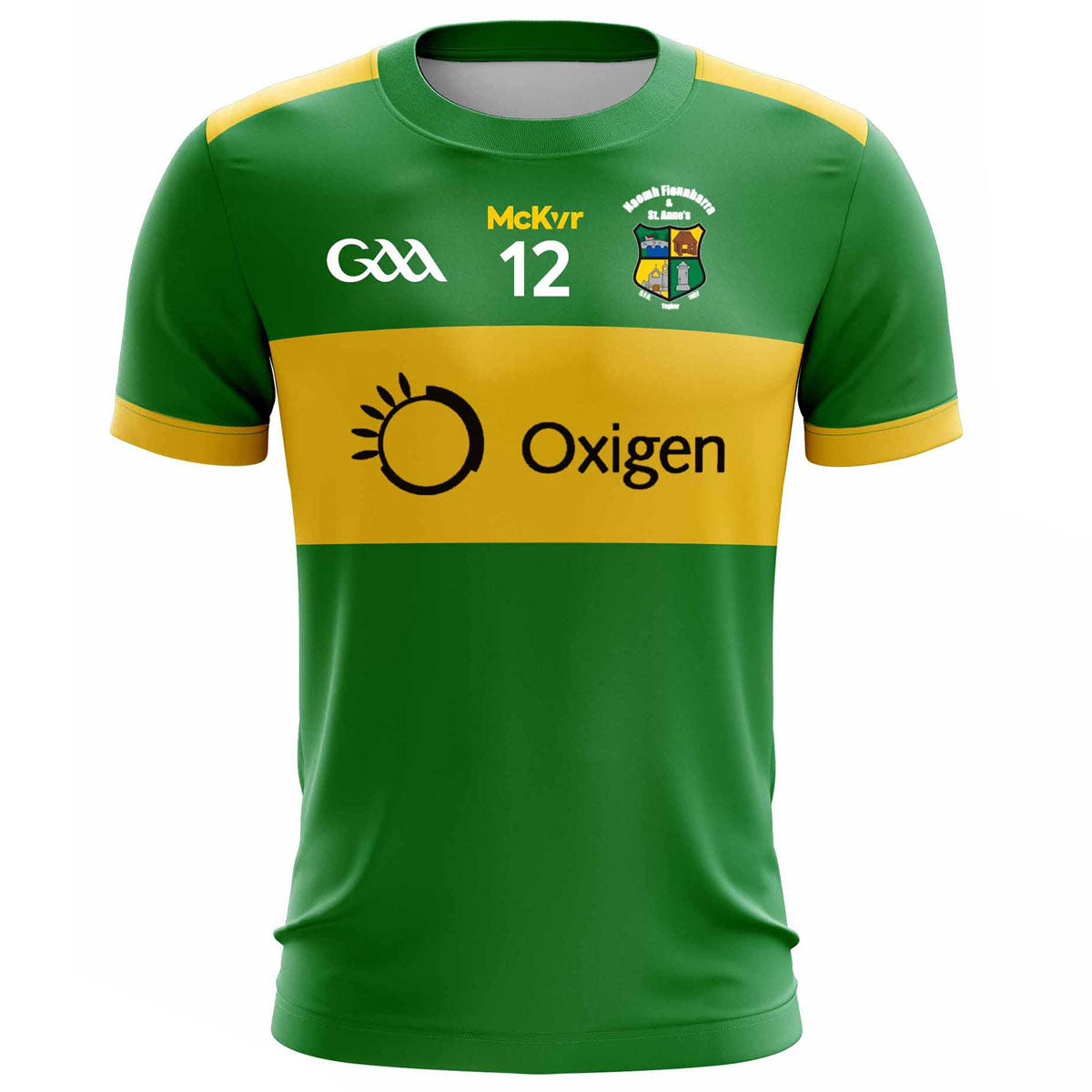 Mc Keever Naomh Fionnbarra & St Anne's GFG Numbered Playing Jersey - Adult - Green/Gold Player Fit