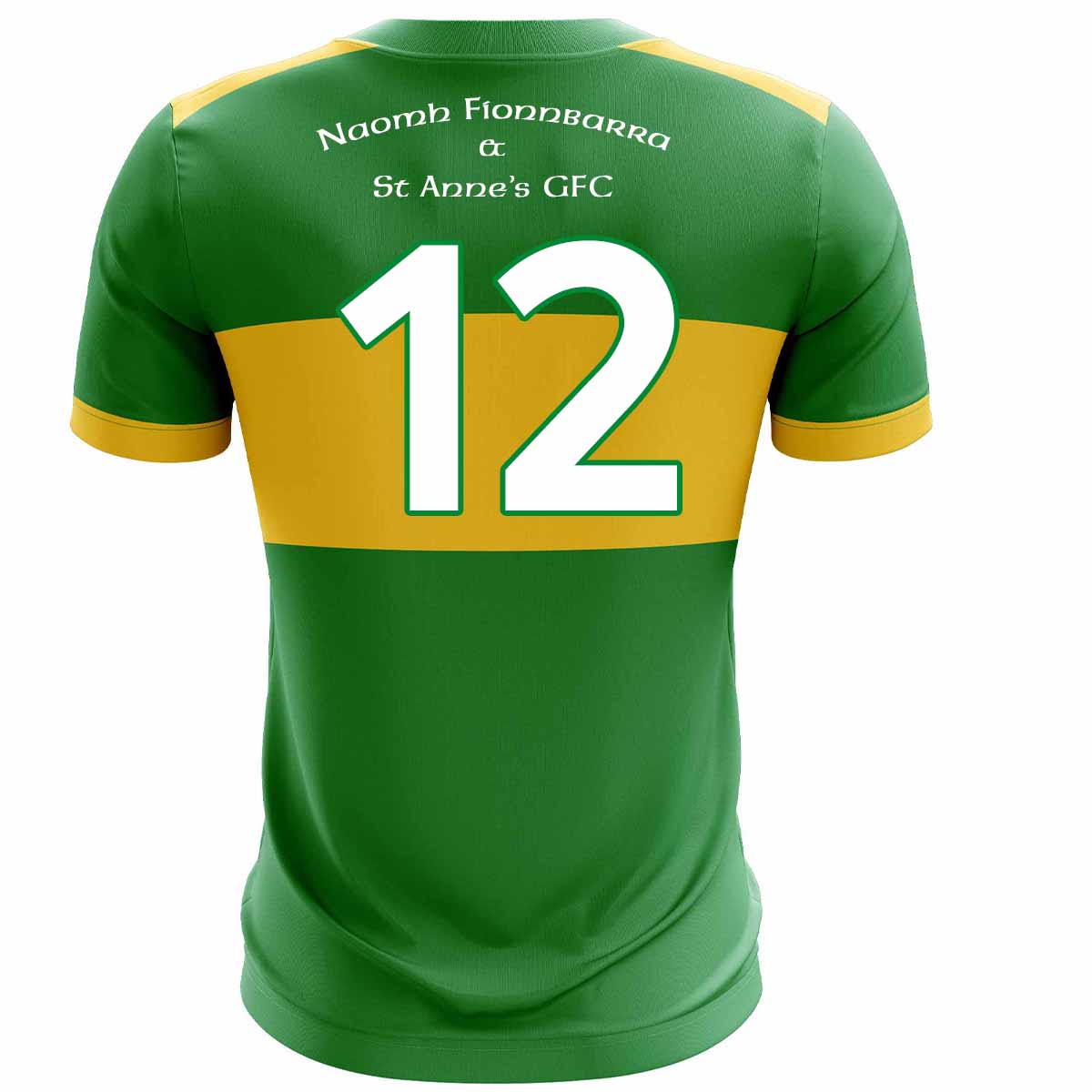 Mc Keever Naomh Fionnbarra & St Anne's GFG Numbered Playing Jersey - Adult - Green/Gold Player Fit