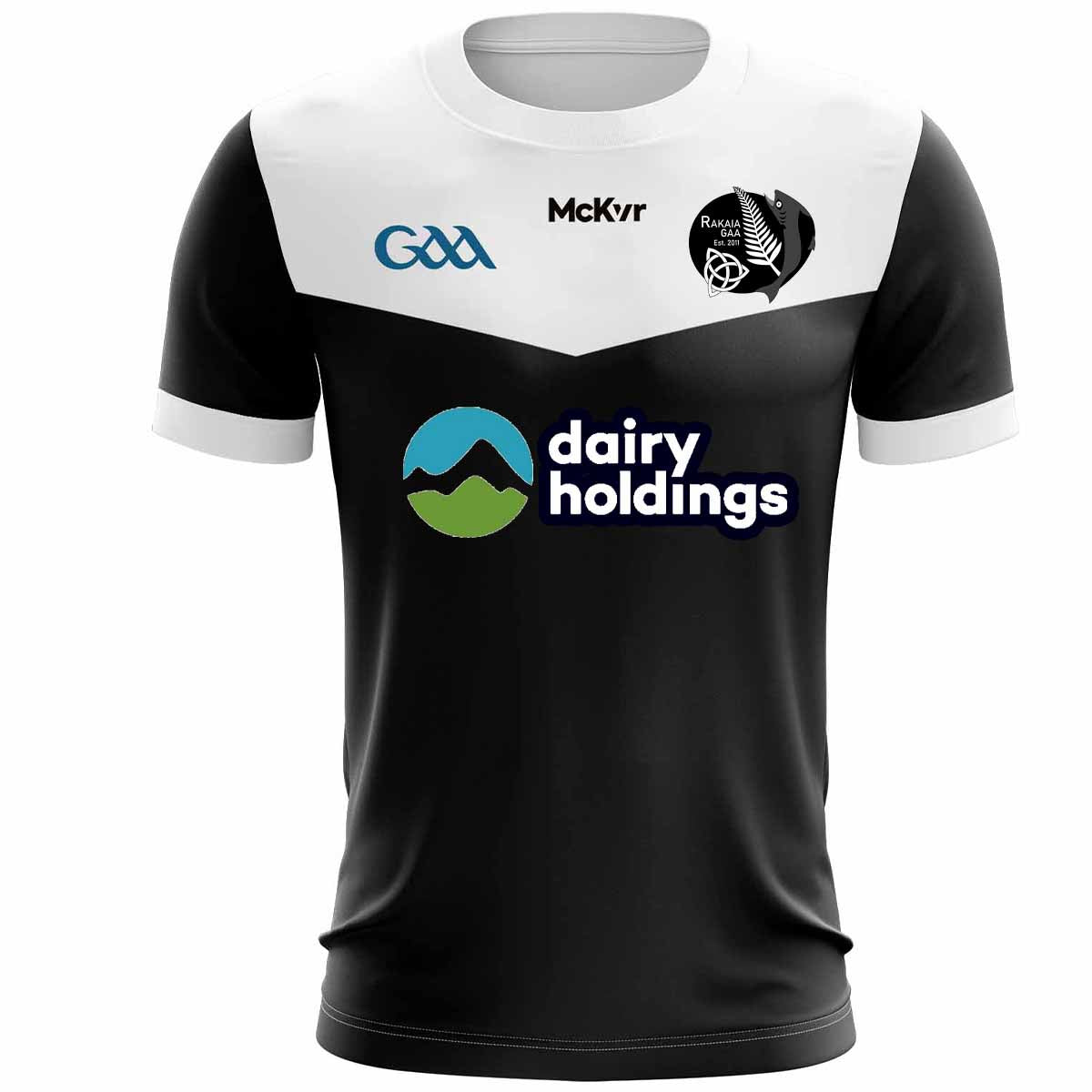 Mc Keever Rakaia GAA Outfield Jersey - Adult - Black/White Player Fit