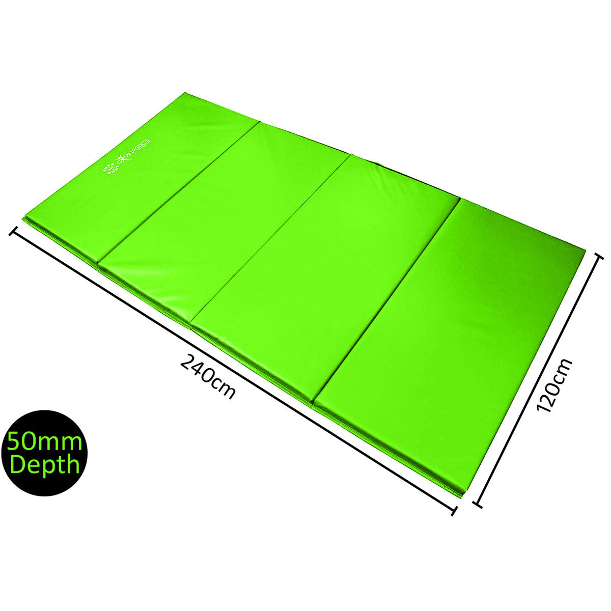 Sure Shot Foldable (4 Fold) Gym Mat - 50mm Lime Green