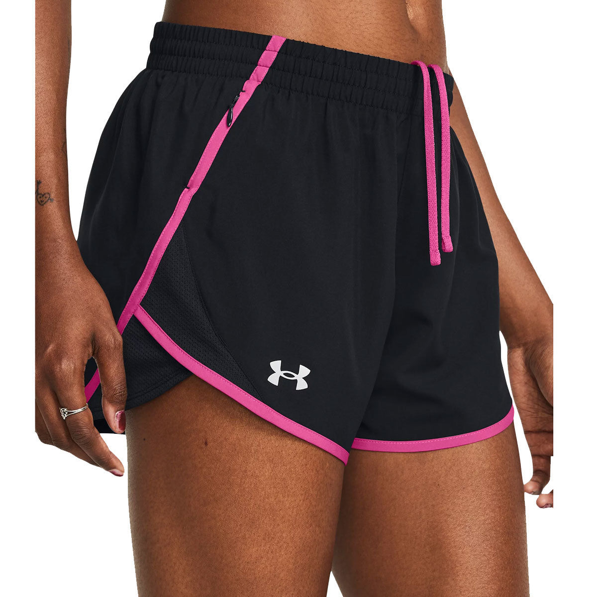 Under Armour Fly By Running Shorts - Womens - Black/Astro Pink/Reflective