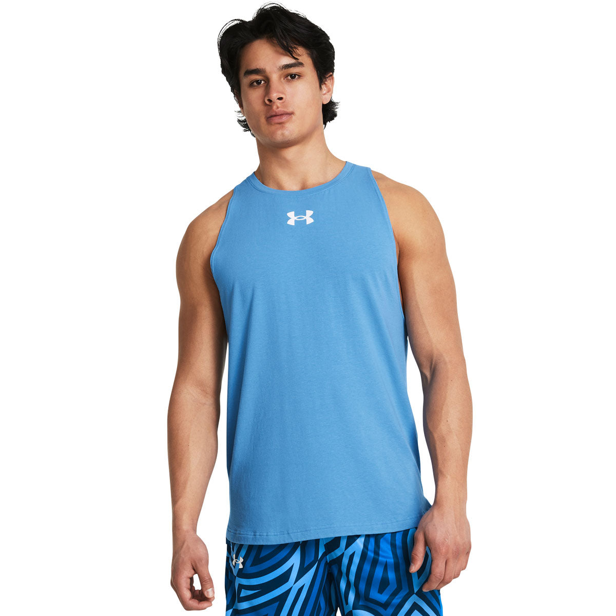 Under Armour Baseline Cotton Tank Top - Mens - Viral Blue/White