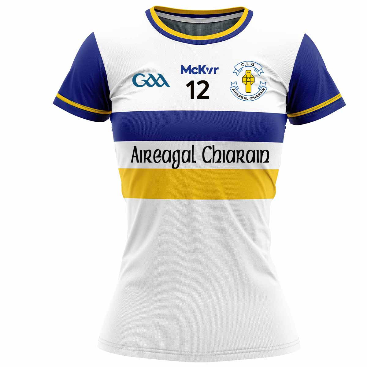 Mc Keever Errigal Ciaran GAA Numbered Home Jersey - Womens - White/Royal