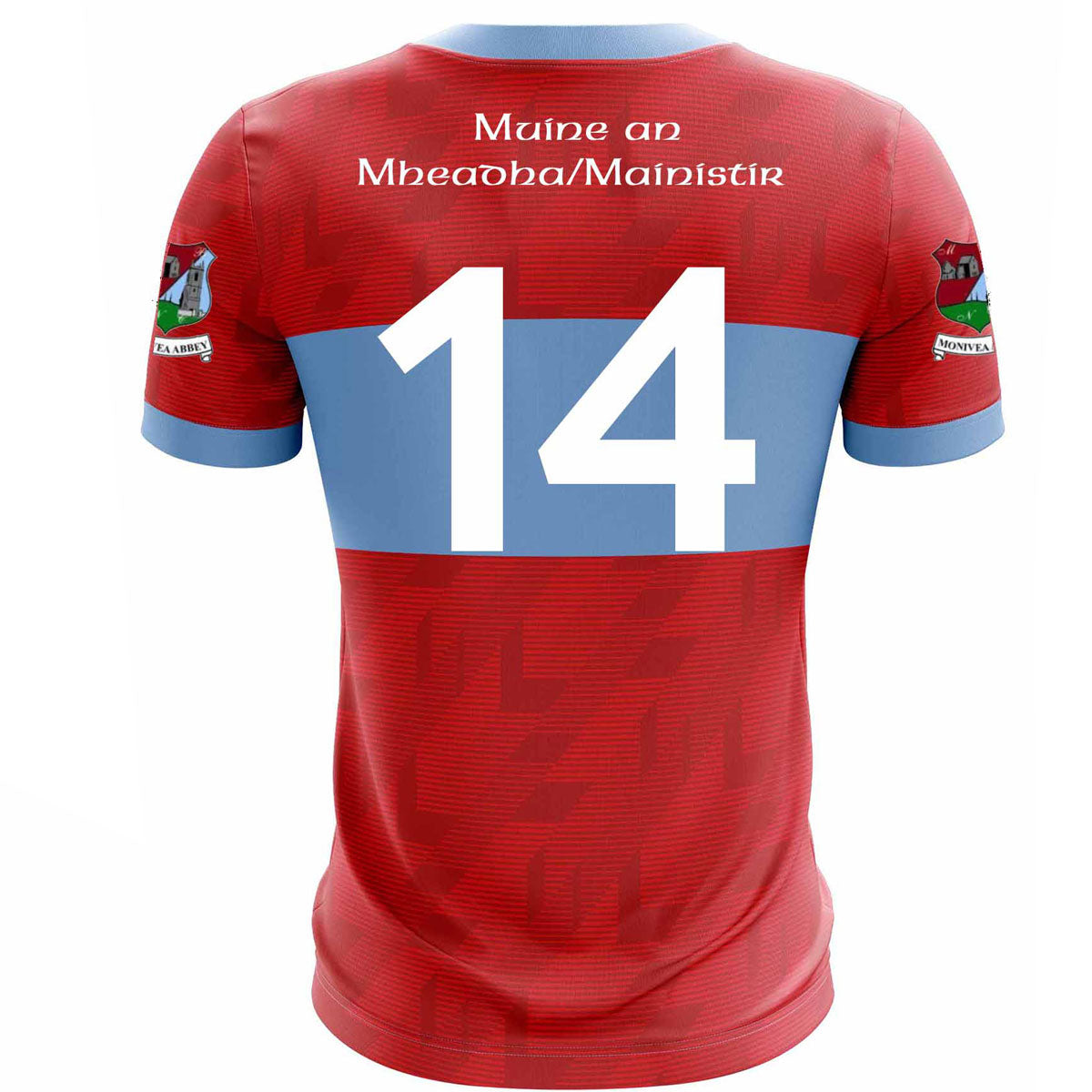 Mc Keever Monivea Abbey GAA Numbered Playing Jersey - Adult - Red/Sky