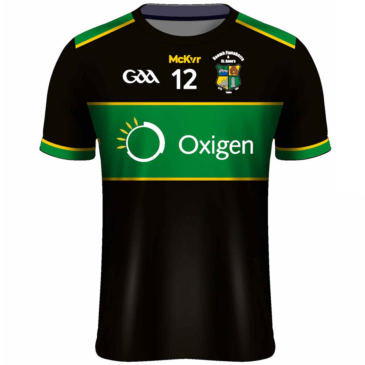 Mc Keever Naomh Fionnbarra & St Anne's GFG Numbered Away Jersey - Adult - Black/Green