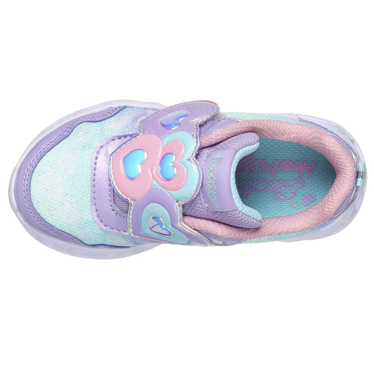 Skechers Heart Lights Trainers - Girls - Lilac/Pink/Blue