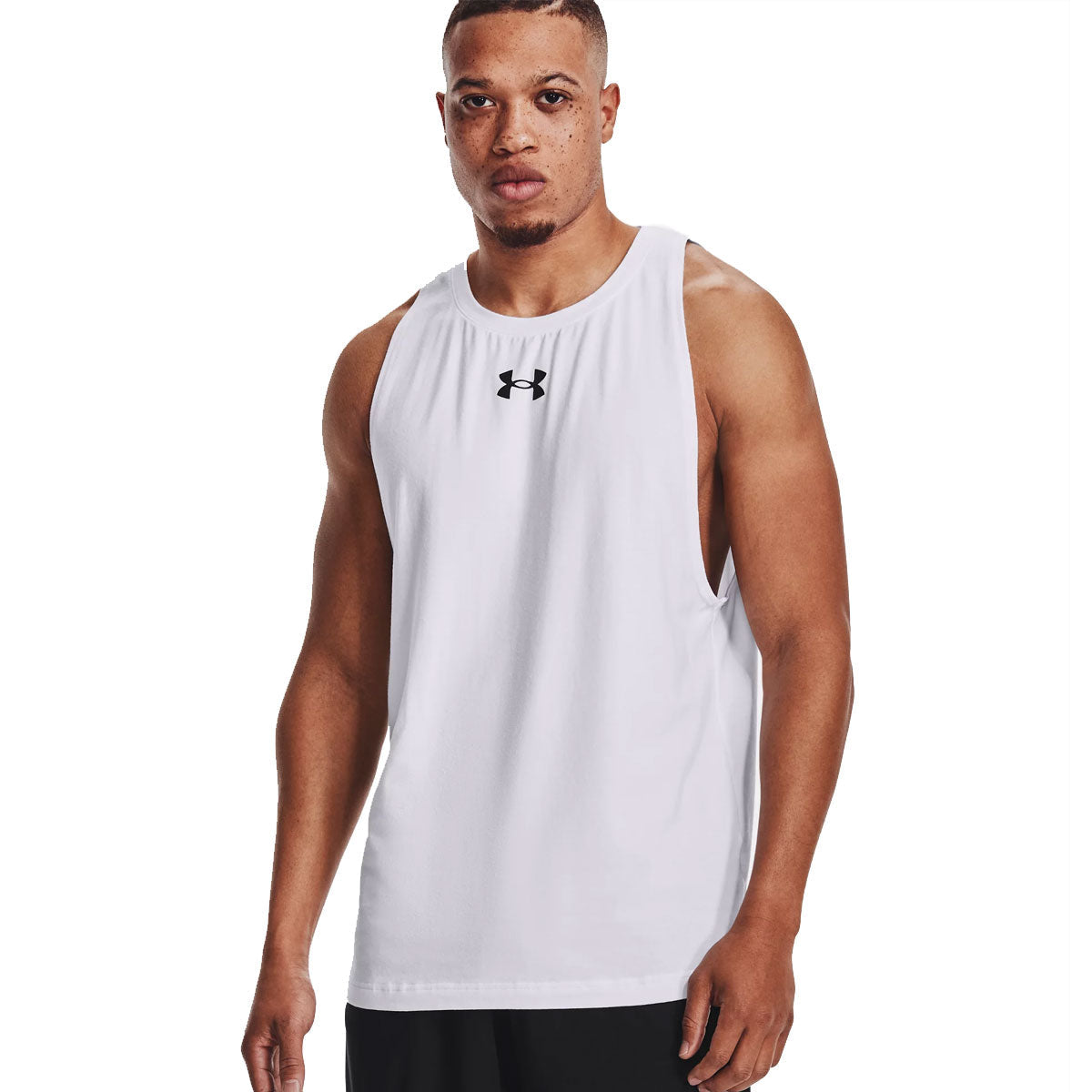 Under Armour Baseline Cotton Tank Top - Mens - White/Black