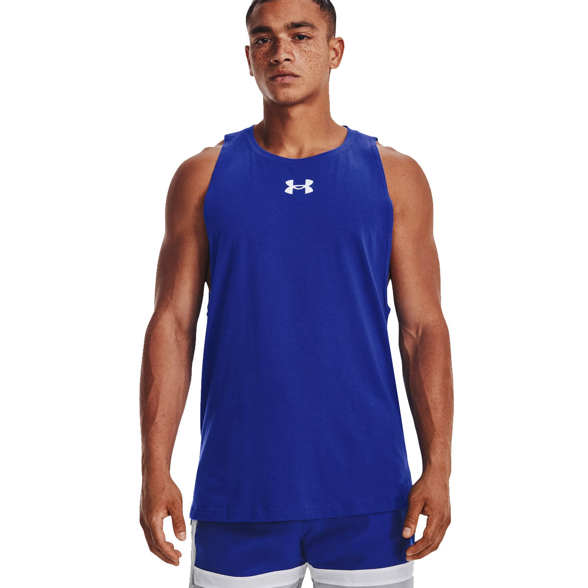 Under Armour Baseline Cotton Tank Top - Mens - Royal/White