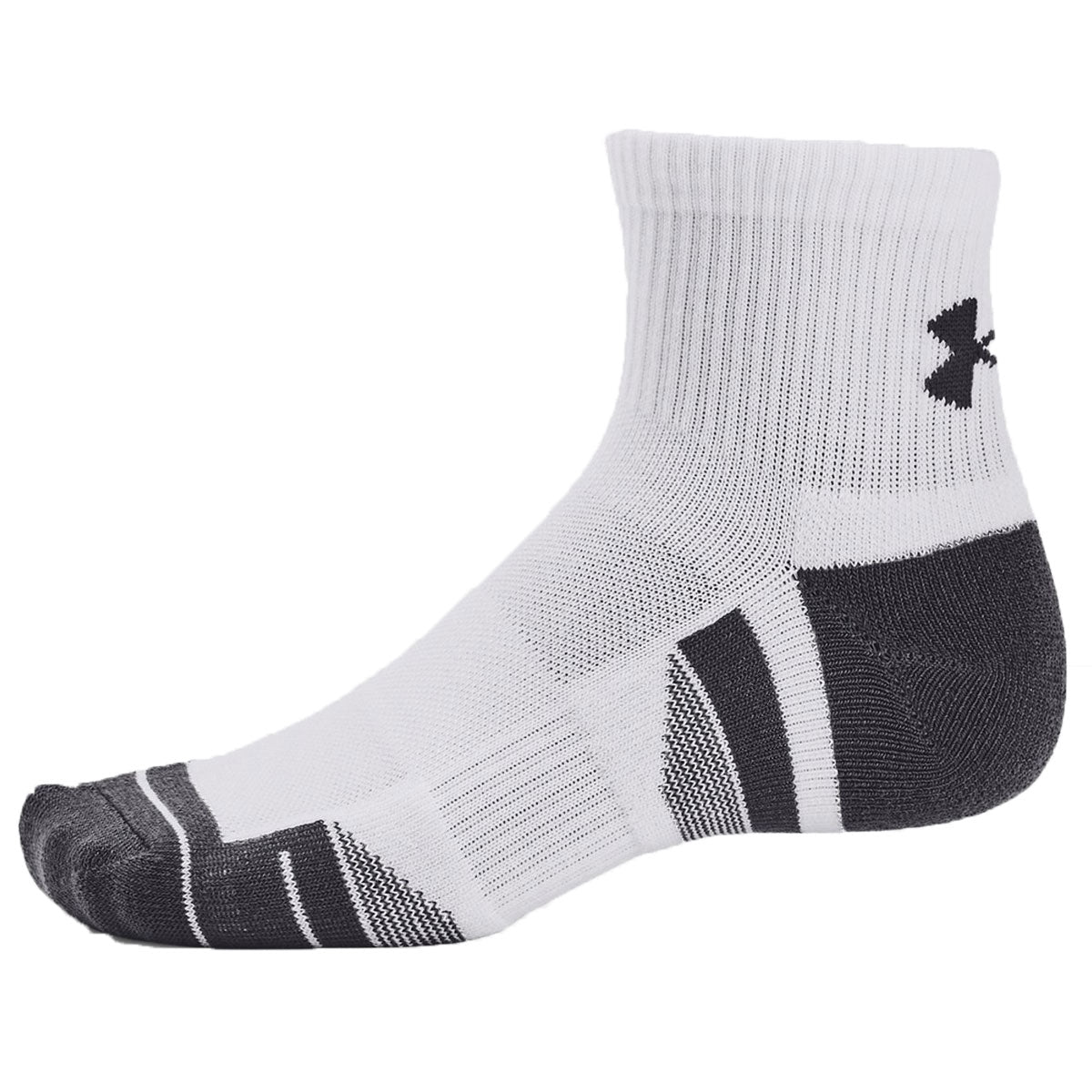 Under Armour Performance Tech 3 Pack Quarter Socks - Adult - White/Jet Grey