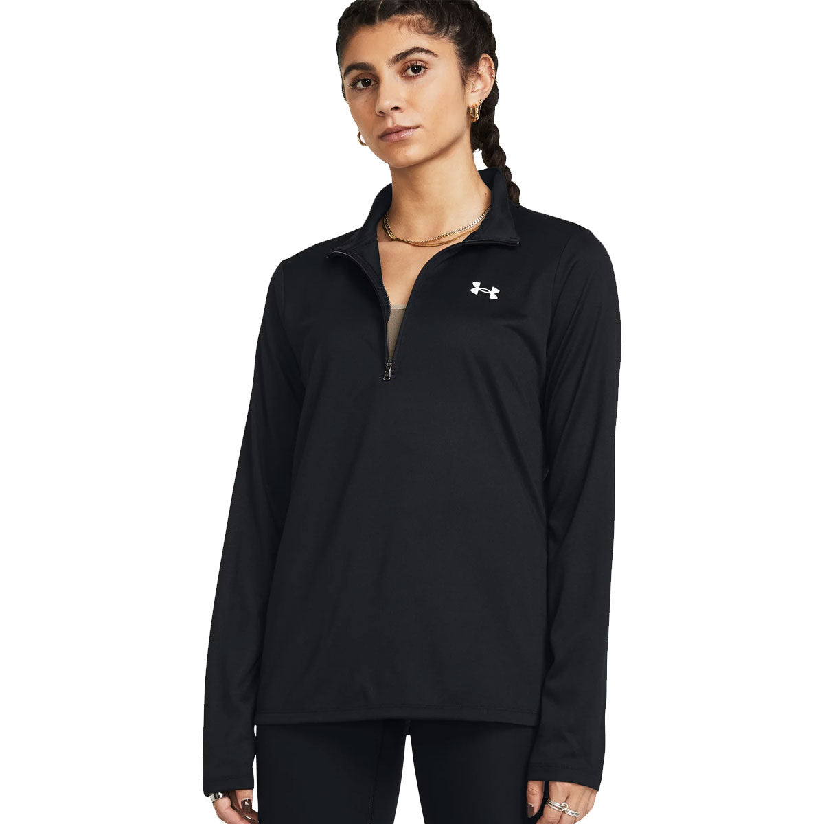 Under Armour Tech 1/2 Zip Solid Top - Womens - Black/White