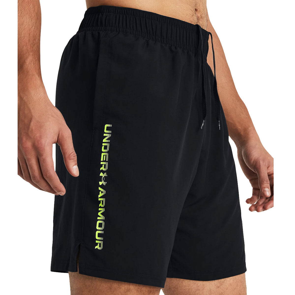 Under Armour Woven Woodmark Shorts - Mens - Black/High Vis Yellow